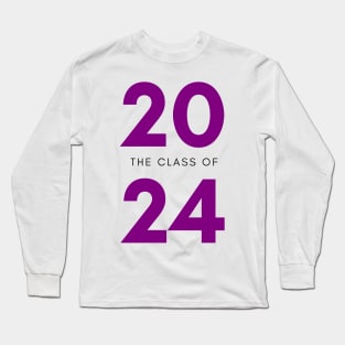 Class Of 2024. Simple Typography 2024 Design for Class Of/ Senior/ Graduation. Purple Long Sleeve T-Shirt